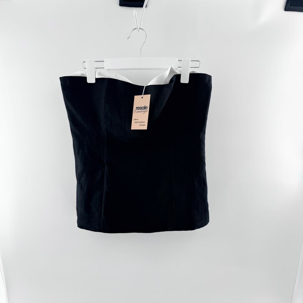 Reformation 100% Linen Sleeveless Fitted Corset Top Black White Women's Size 10